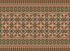 Beautiful floral cross stitch pattern.geometric ethnic oriental pattern traditional background.Aztec style abstract vector illustration.design for texture,fabric,clothing,wrapping,decoration,carpet.