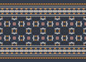 Beautiful floral cross stitch pattern.geometric ethnic oriental pattern traditional background.Aztec style abstract vector illustration.design for texture,fabric,clothing,wrapping,decoration,carpet.