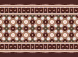 Beautiful floral cross stitch pattern.geometric ethnic oriental pattern traditional background.Aztec style abstract vector illustration.design for texture,fabric,clothing,wrapping,decoration,carpet.