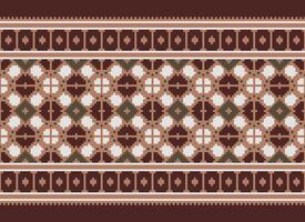 Beautiful floral cross stitch pattern.geometric ethnic oriental pattern traditional background.Aztec style abstract vector illustration.design for texture,fabric,clothing,wrapping,decoration,carpet.