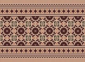 Beautiful floral cross stitch pattern.geometric ethnic oriental pattern traditional background.Aztec style abstract vector illustration.design for texture,fabric,clothing,wrapping,decoration,carpet.