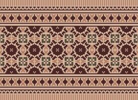 Beautiful floral cross stitch pattern.geometric ethnic oriental pattern traditional background.Aztec style abstract vector illustration.design for texture,fabric,clothing,wrapping,decoration,carpet.