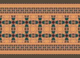 Beautiful floral cross stitch pattern.geometric ethnic oriental pattern traditional background.Aztec style abstract vector illustration.design for texture,fabric,clothing,wrapping,decoration,carpet.