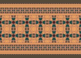 Beautiful floral cross stitch pattern.geometric ethnic oriental pattern traditional background.Aztec style abstract vector illustration.design for texture,fabric,clothing,wrapping,decoration,carpet.