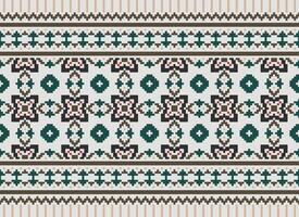 Beautiful floral cross stitch pattern.geometric ethnic oriental pattern traditional background.Aztec style abstract vector illustration.design for texture,fabric,clothing,wrapping,decoration,carpet.