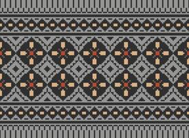 Beautiful floral cross stitch pattern.geometric ethnic oriental pattern traditional background.Aztec style abstract vector illustration.design for texture,fabric,clothing,wrapping,decoration,carpet.