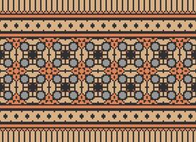 Beautiful floral cross stitch pattern.geometric ethnic oriental pattern traditional background.Aztec style abstract vector illustration.design for texture,fabric,clothing,wrapping,decoration,carpet.