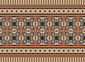 Beautiful floral cross stitch pattern.geometric ethnic oriental pattern traditional background.Aztec style abstract vector illustration.design for texture,fabric,clothing,wrapping,decoration,carpet.