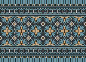 Beautiful floral cross stitch pattern.geometric ethnic oriental pattern traditional background.Aztec style abstract vector illustration.design for texture,fabric,clothing,wrapping,decoration,carpet.