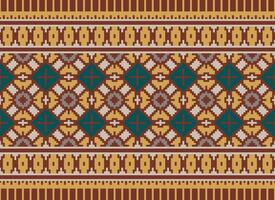 Beautiful floral cross stitch pattern.geometric ethnic oriental pattern traditional background.Aztec style abstract vector illustration.design for texture,fabric,clothing,wrapping,decoration,carpet.