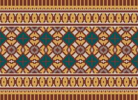 Beautiful floral cross stitch pattern.geometric ethnic oriental pattern traditional background.Aztec style abstract vector illustration.design for texture,fabric,clothing,wrapping,decoration,carpet.