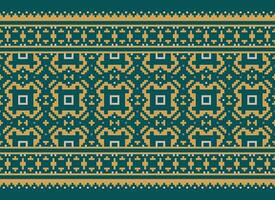 Beautiful floral cross stitch pattern.geometric ethnic oriental pattern traditional background.Aztec style abstract vector illustration.design for texture,fabric,clothing,wrapping,decoration,carpet.