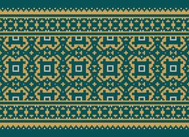 Beautiful floral cross stitch pattern.geometric ethnic oriental pattern traditional background.Aztec style abstract vector illustration.design for texture,fabric,clothing,wrapping,decoration,carpet.