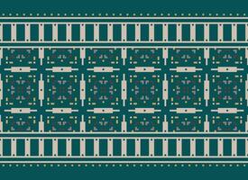 Beautiful floral cross stitch pattern.geometric ethnic oriental pattern traditional background.Aztec style abstract vector illustration.design for texture,fabric,clothing,wrapping,decoration,carpet.