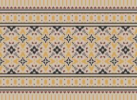 Beautiful floral cross stitch pattern.geometric ethnic oriental pattern traditional background.Aztec style abstract vector illustration.design for texture,fabric,clothing,wrapping,decoration,carpet.