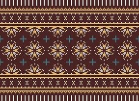 Beautiful floral cross stitch pattern.geometric ethnic oriental pattern traditional background.Aztec style abstract vector illustration.design for texture,fabric,clothing,wrapping,decoration,carpet.