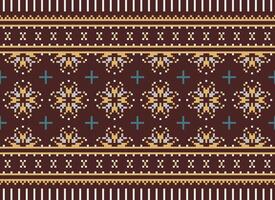 Beautiful floral cross stitch pattern.geometric ethnic oriental pattern traditional background.Aztec style abstract vector illustration.design for texture,fabric,clothing,wrapping,decoration,carpet.