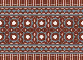 Beautiful floral cross stitch pattern.geometric ethnic oriental pattern traditional background.Aztec style abstract vector illustration.design for texture,fabric,clothing,wrapping,decoration,carpet.