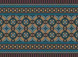 Beautiful floral cross stitch pattern.geometric ethnic oriental pattern traditional background.Aztec style abstract vector illustration.design for texture,fabric,clothing,wrapping,decoration,carpet.