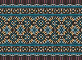 Beautiful floral cross stitch pattern.geometric ethnic oriental pattern traditional background.Aztec style abstract vector illustration.design for texture,fabric,clothing,wrapping,decoration,carpet.