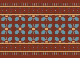 Beautiful floral cross stitch pattern.geometric ethnic oriental pattern traditional background.Aztec style abstract vector illustration.design for texture,fabric,clothing,wrapping,decoration,carpet.