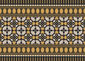 Beautiful floral cross stitch pattern.geometric ethnic oriental pattern traditional background.Aztec style abstract vector illustration.design for texture,fabric,clothing,wrapping,decoration,carpet.