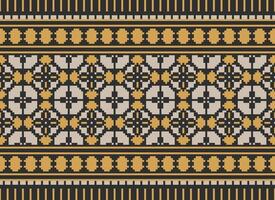 Beautiful floral cross stitch pattern.geometric ethnic oriental pattern traditional background.Aztec style abstract vector illustration.design for texture,fabric,clothing,wrapping,decoration,carpet.