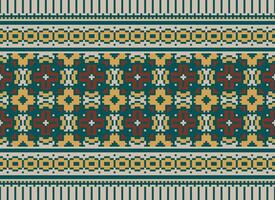 Beautiful floral cross stitch pattern.geometric ethnic oriental pattern traditional background.Aztec style abstract vector illustration.design for texture,fabric,clothing,wrapping,decoration,carpet.