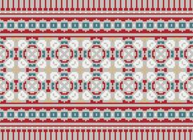 Beautiful floral cross stitch pattern.geometric ethnic oriental pattern traditional background.Aztec style abstract vector illustration.design for texture,fabric,clothing,wrapping,decoration,carpet.