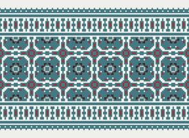 Beautiful floral cross stitch pattern.geometric ethnic oriental pattern traditional background.Aztec style abstract vector illustration.design for texture,fabric,clothing,wrapping,decoration,carpet.