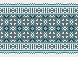 Beautiful floral cross stitch pattern.geometric ethnic oriental pattern traditional background.Aztec style abstract vector illustration.design for texture,fabric,clothing,wrapping,decoration,carpet.