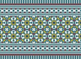 Beautiful floral cross stitch pattern.geometric ethnic oriental pattern traditional background.Aztec style abstract vector illustration.design for texture,fabric,clothing,wrapping,decoration,carpet.