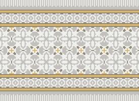 Beautiful floral cross stitch pattern.geometric ethnic oriental pattern traditional background.Aztec style abstract vector illustration.design for texture,fabric,clothing,wrapping,decoration,carpet.