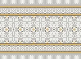 Beautiful floral cross stitch pattern.geometric ethnic oriental pattern traditional background.Aztec style abstract vector illustration.design for texture,fabric,clothing,wrapping,decoration,carpet.