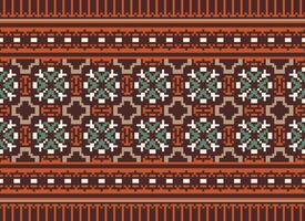 Beautiful floral cross stitch pattern.geometric ethnic oriental pattern traditional background.Aztec style abstract vector illustration.design for texture,fabric,clothing,wrapping,decoration,carpet.