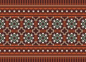 Beautiful floral cross stitch pattern.geometric ethnic oriental pattern traditional background.Aztec style abstract vector illustration.design for texture,fabric,clothing,wrapping,decoration,carpet.