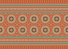 Beautiful floral cross stitch pattern.geometric ethnic oriental pattern traditional background.Aztec style abstract vector illustration.design for texture,fabric,clothing,wrapping,decoration,carpet.