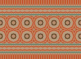 Beautiful floral cross stitch pattern.geometric ethnic oriental pattern traditional background.Aztec style abstract vector illustration.design for texture,fabric,clothing,wrapping,decoration,carpet.