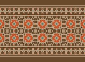 Beautiful floral cross stitch pattern.geometric ethnic oriental pattern traditional background.Aztec style abstract vector illustration.design for texture,fabric,clothing,wrapping,decoration,carpet.