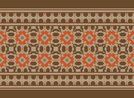 Beautiful floral cross stitch pattern.geometric ethnic oriental pattern traditional background.Aztec style abstract vector illustration.design for texture,fabric,clothing,wrapping,decoration,carpet.