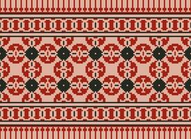 Beautiful floral cross stitch pattern.geometric ethnic oriental pattern traditional background.Aztec style abstract vector illustration.design for texture,fabric,clothing,wrapping,decoration,carpet.