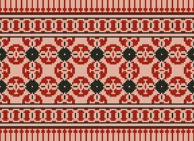 Beautiful floral cross stitch pattern.geometric ethnic oriental pattern traditional background.Aztec style abstract vector illustration.design for texture,fabric,clothing,wrapping,decoration,carpet.