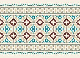 Beautiful floral cross stitch pattern.geometric ethnic oriental pattern traditional background.Aztec style abstract vector illustration.design for texture,fabric,clothing,wrapping,decoration,carpet.