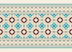 Beautiful floral cross stitch pattern.geometric ethnic oriental pattern traditional background.Aztec style abstract vector illustration.design for texture,fabric,clothing,wrapping,decoration,carpet.