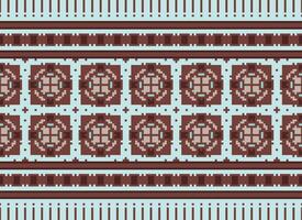 Beautiful floral cross stitch pattern.geometric ethnic oriental pattern traditional background.Aztec style abstract vector illustration.design for texture,fabric,clothing,wrapping,decoration,carpet.