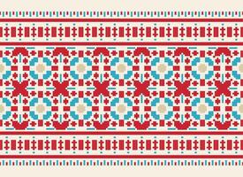 Beautiful floral cross stitch pattern.geometric ethnic oriental pattern traditional background.Aztec style abstract vector illustration.design for texture,fabric,clothing,wrapping,decoration,carpet.