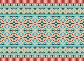 Beautiful floral cross stitch pattern.geometric ethnic oriental pattern traditional background.Aztec style abstract vector illustration.design for texture,fabric,clothing,wrapping,decoration,carpet.