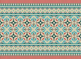 Beautiful floral cross stitch pattern.geometric ethnic oriental pattern traditional background.Aztec style abstract vector illustration.design for texture,fabric,clothing,wrapping,decoration,carpet.