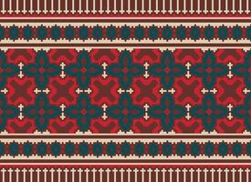 Beautiful floral cross stitch pattern.geometric ethnic oriental pattern traditional background.Aztec style abstract vector illustration.design for texture,fabric,clothing,wrapping,decoration,carpet.