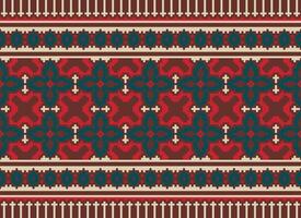 Beautiful floral cross stitch pattern.geometric ethnic oriental pattern traditional background.Aztec style abstract vector illustration.design for texture,fabric,clothing,wrapping,decoration,carpet.